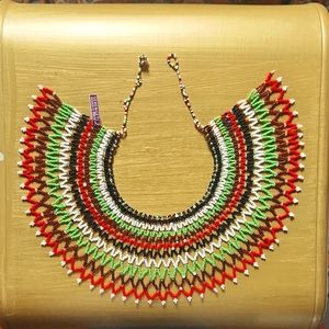 Handmade African Beaded necklace, frame it too! Adjustable Neck